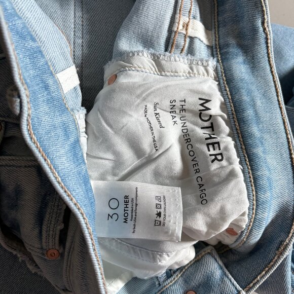 Mother The Undercover Cargo Sneak Wide Leg Jeans - Women's Size 30 - Blue - Picture 6 of 11